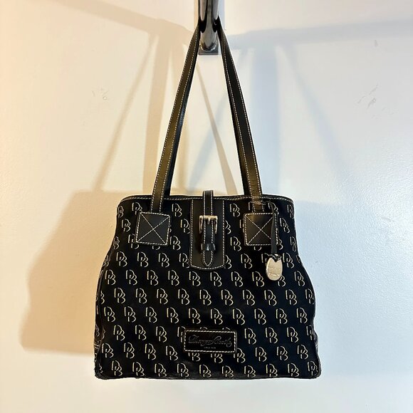 Dooney & Bourke Signature Black DB Logo Large Shoulder Bucket Purse Hand Bag - Picture 3 of 9